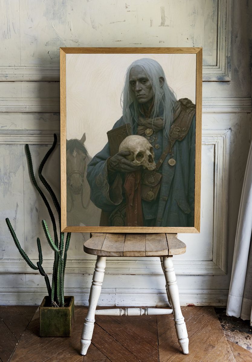 Skull-Bearing Mystic Fantasy Print. room preview