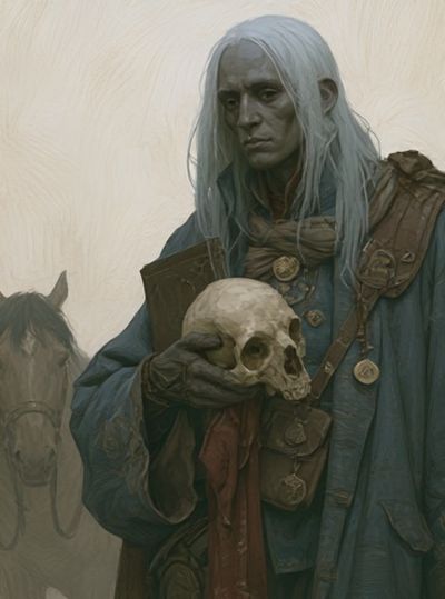 Skull-Bearing Mystic Fantasy Print. poster