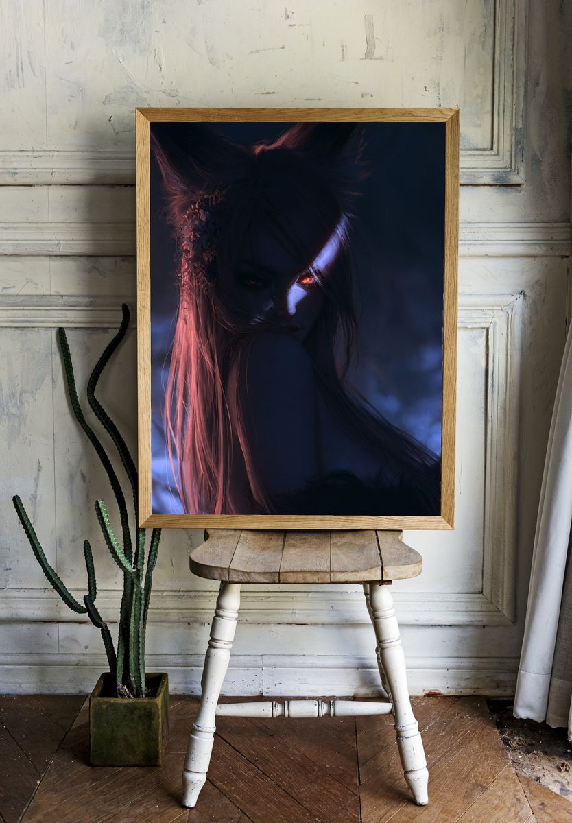 Dark Fantasy Fox Spirit Poster. room preview