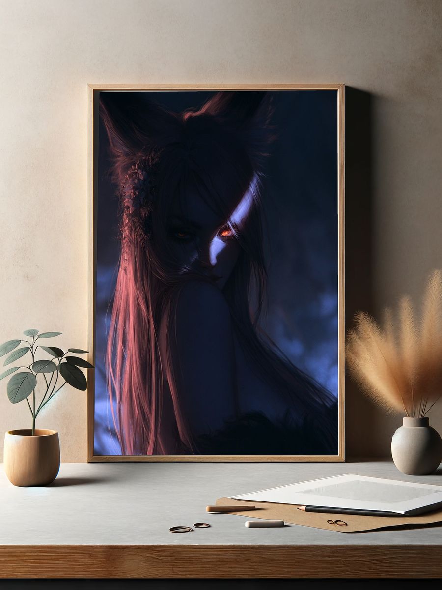 Dark Fantasy Fox Spirit Poster. — room view 2