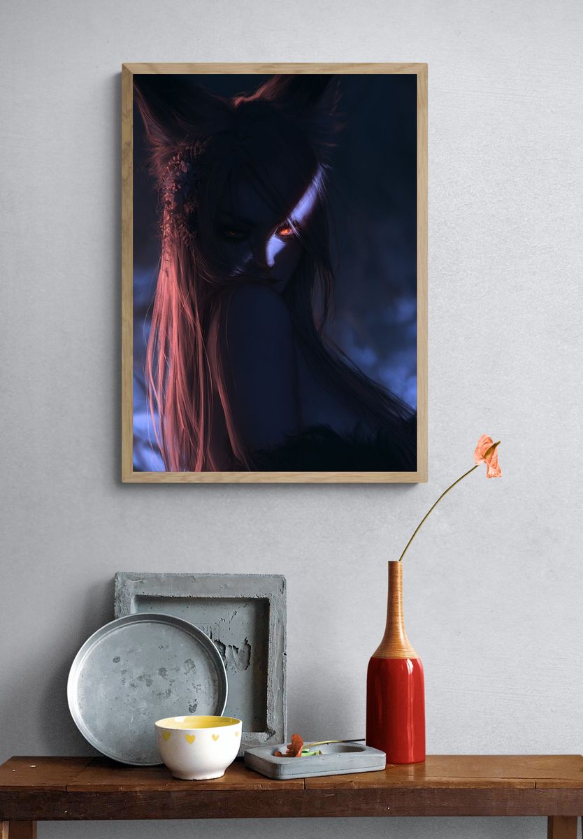 Dark Fantasy Fox Spirit Poster. — room view 3