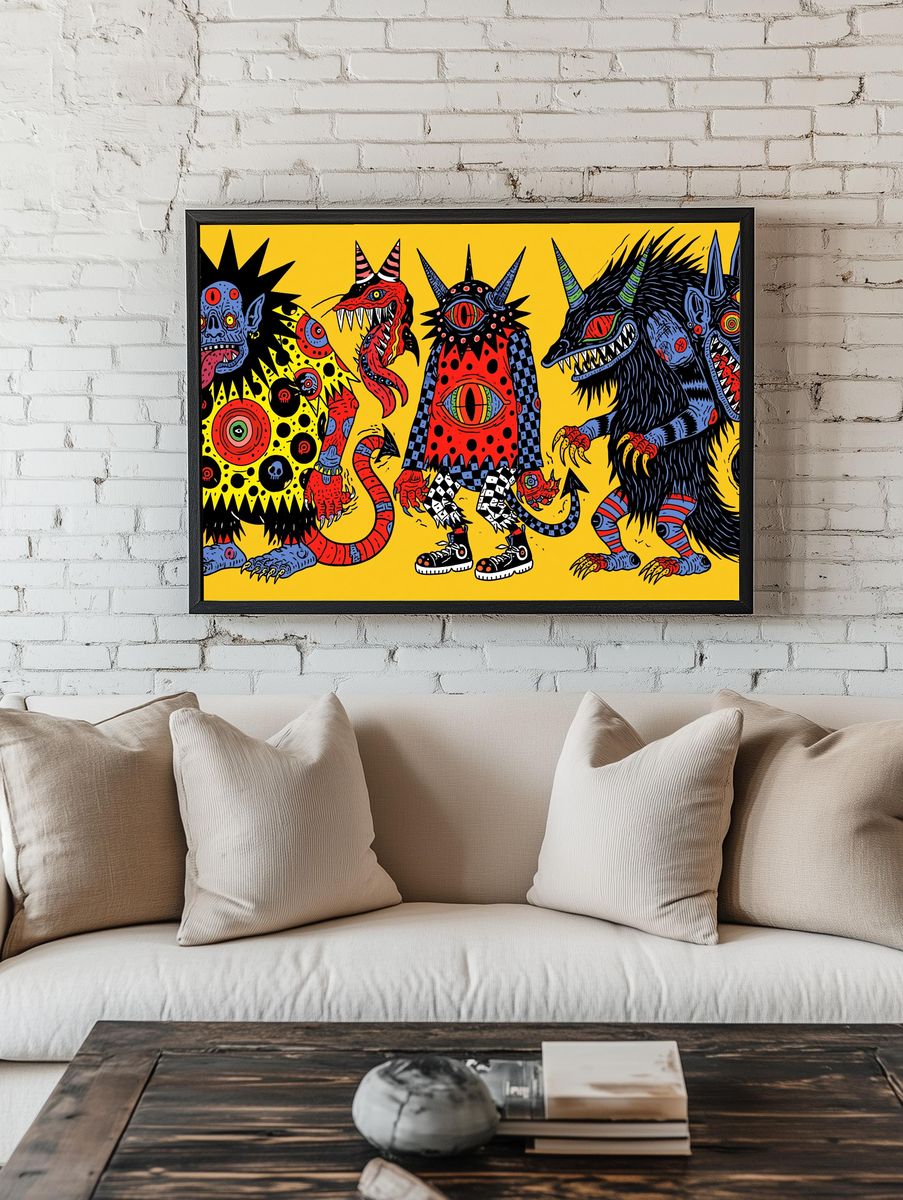 Psychedelic Monster Trio Poster. — room view 1
