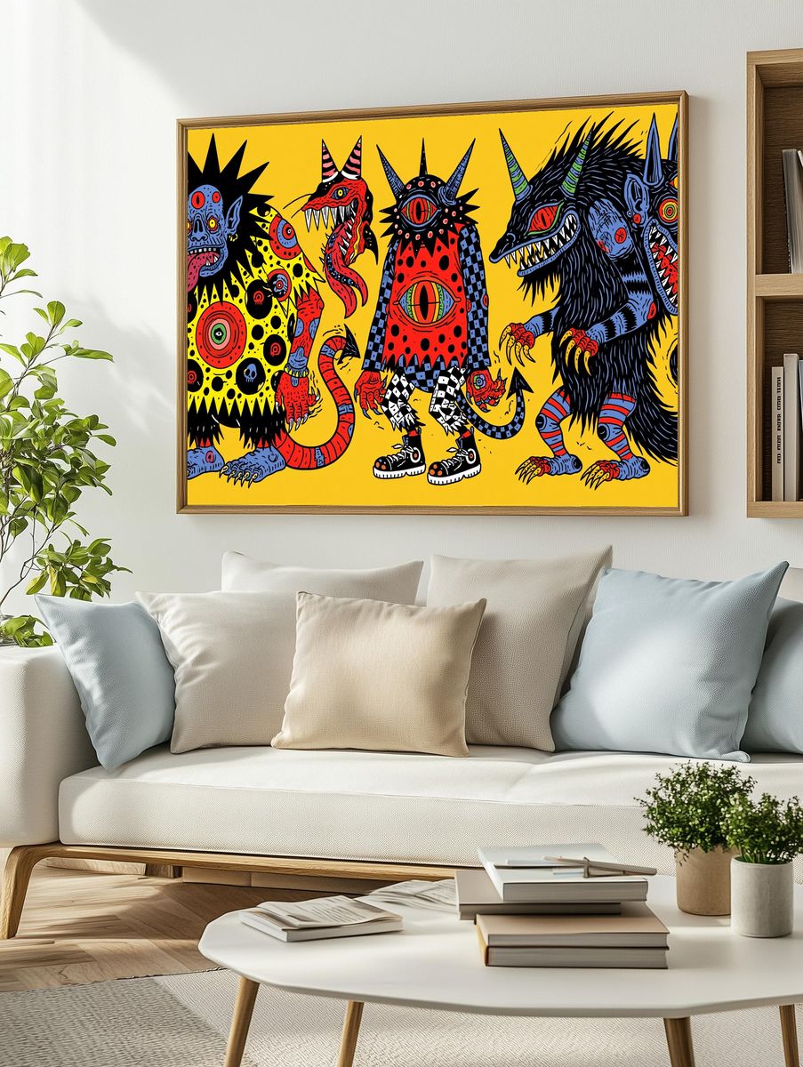 Psychedelic Monster Trio Poster. — room view 2