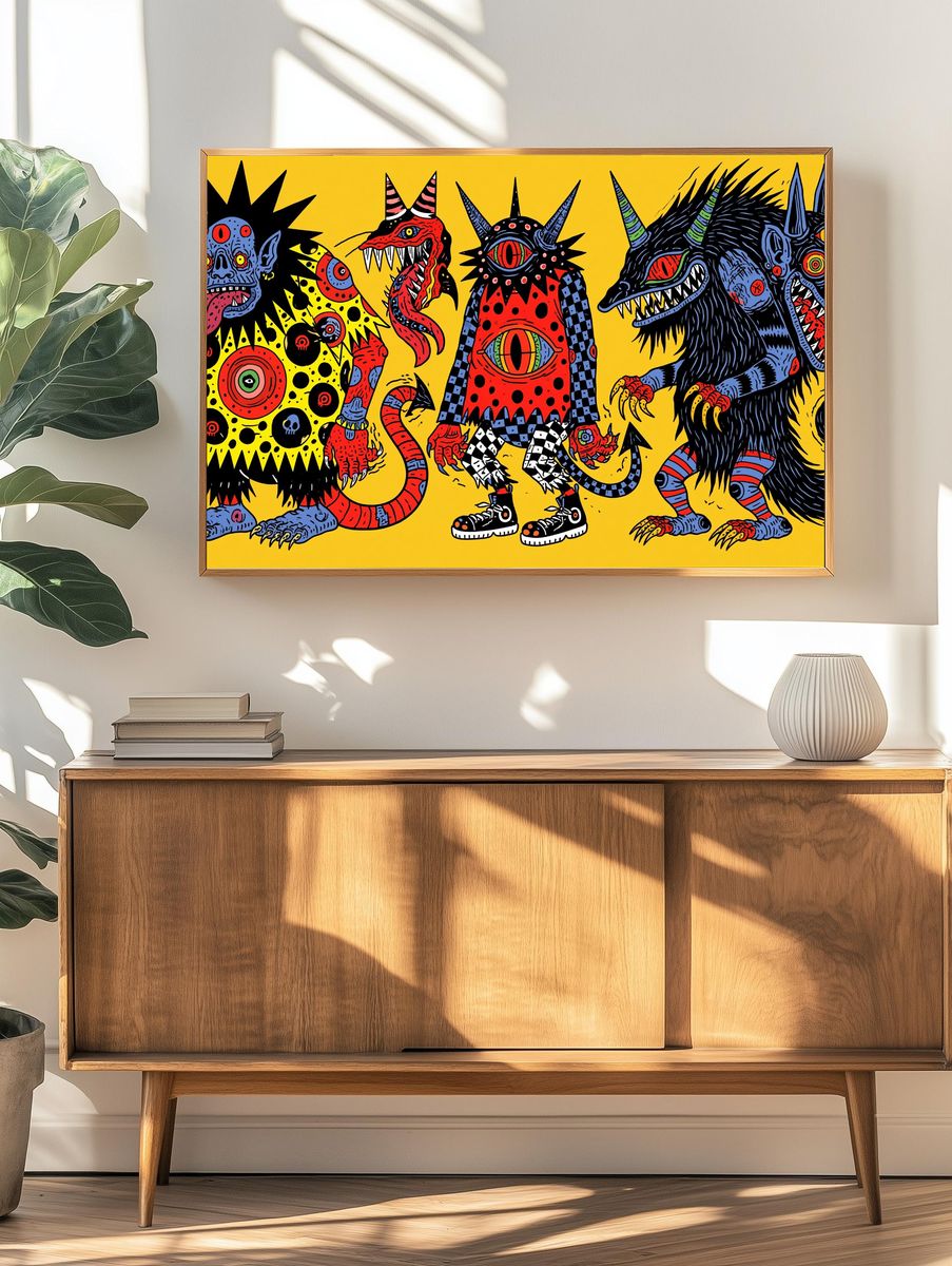 Psychedelic Monster Trio Poster. — room view 3