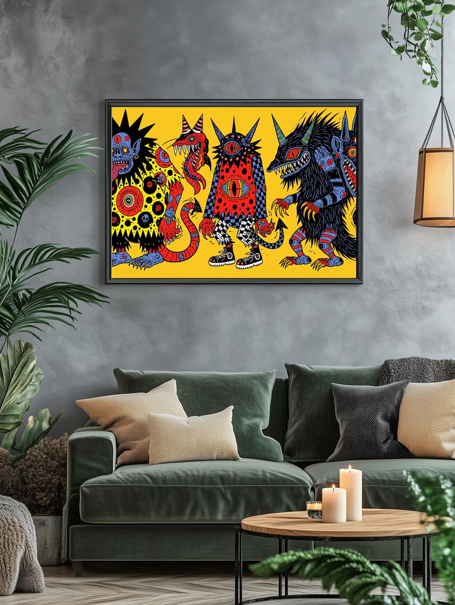 Psychedelic Monster Trio Poster. — room view 4