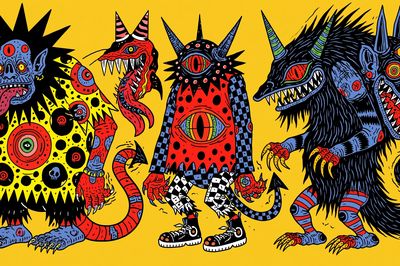 Psychedelic Monster Trio Poster. poster