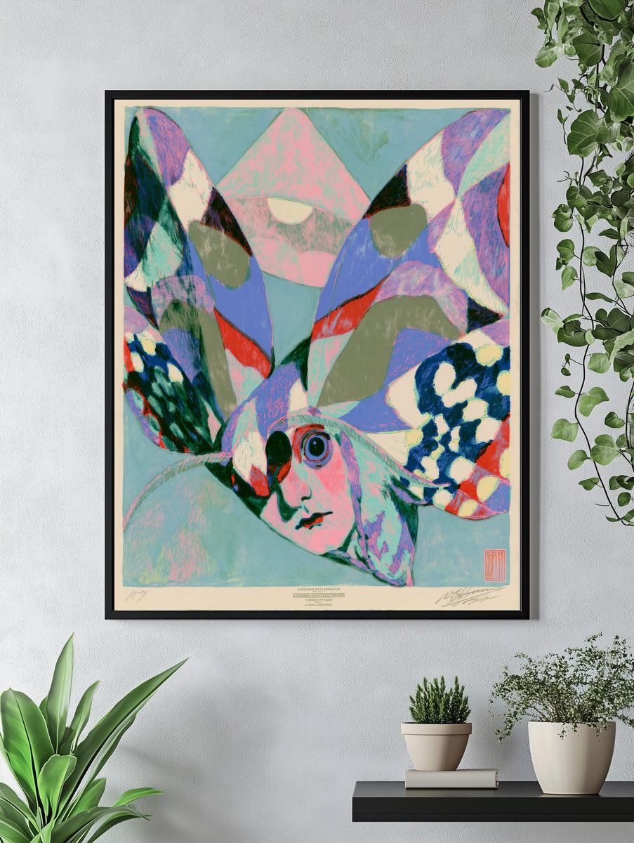 Abstract Bird Collage Poster. — room view 4