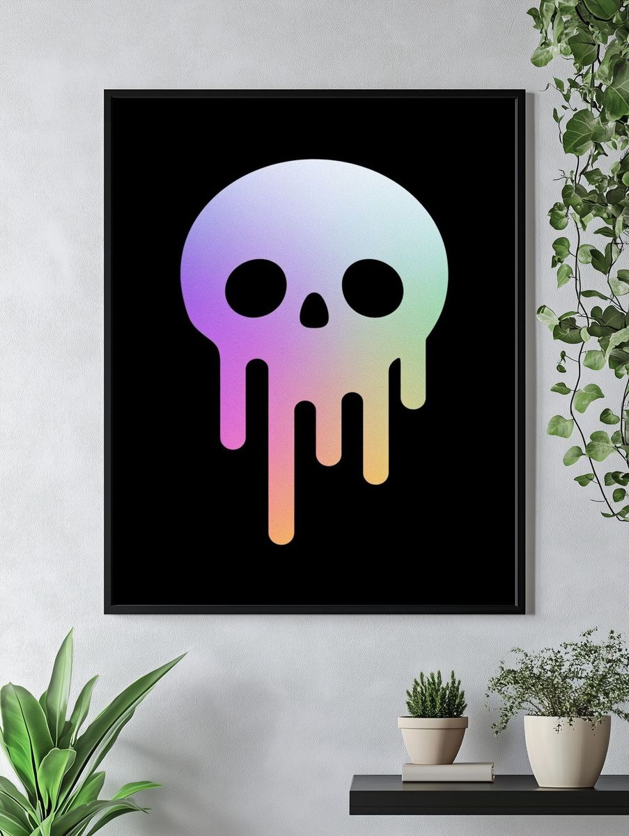 Pastel Skull Illustration Poster. — room view 4