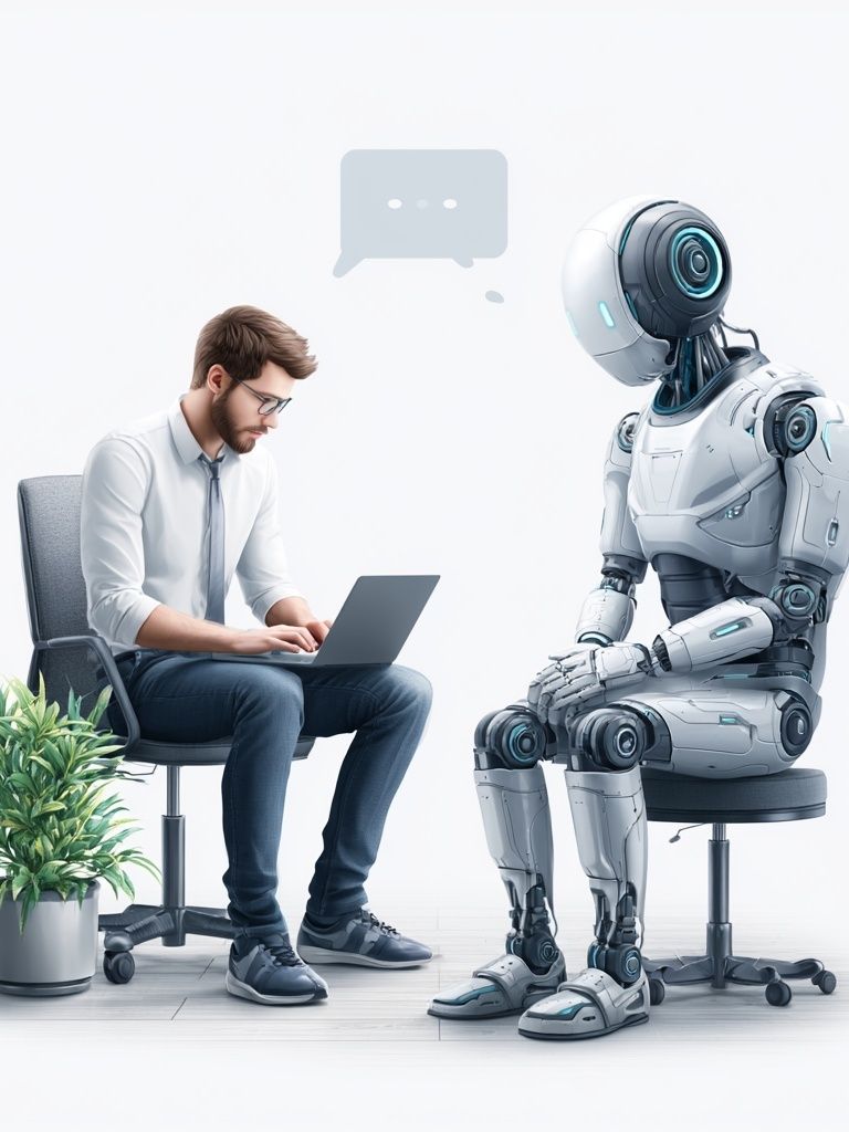 Human and Robot Conversation Poster. poster — illustration art