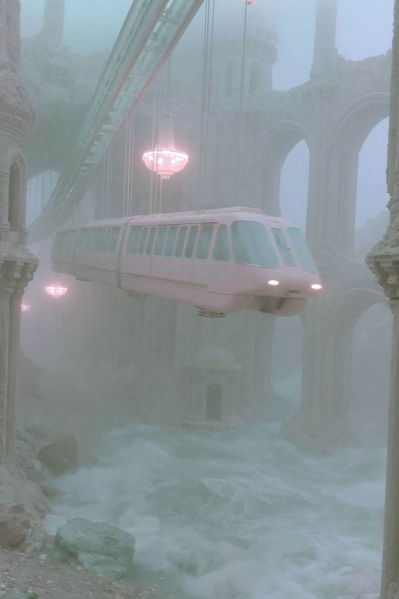 Dreamlike Monorail Ruins Poster. poster detail