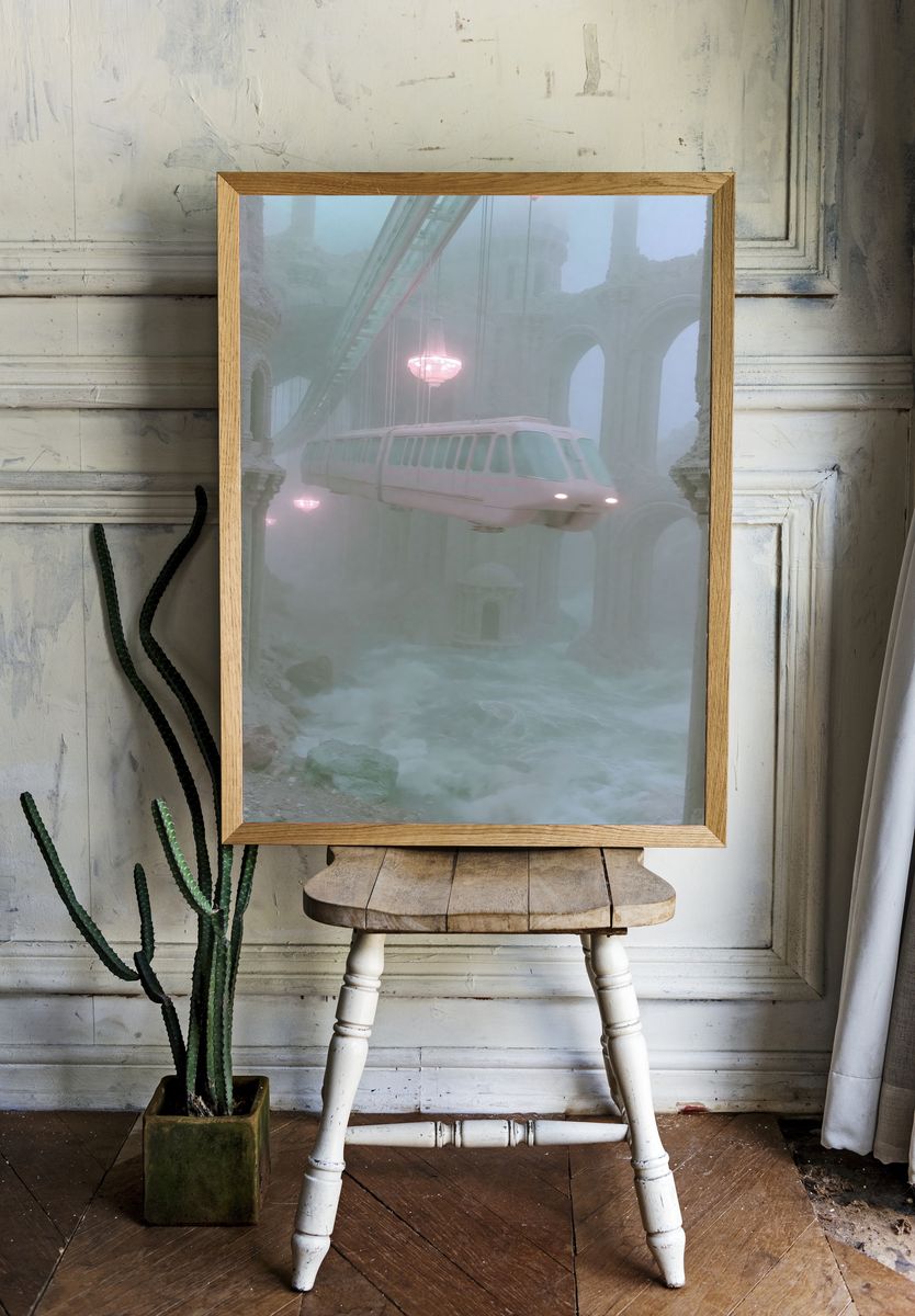 Dreamlike Monorail Ruins Poster. room preview