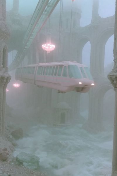 Dreamlike Monorail Ruins Poster. poster