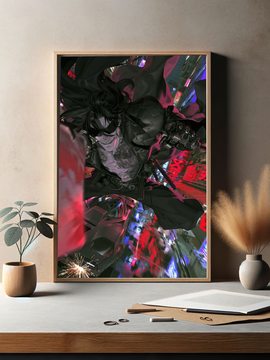 Cyberpunk Warrior Action Poster. — room view 2