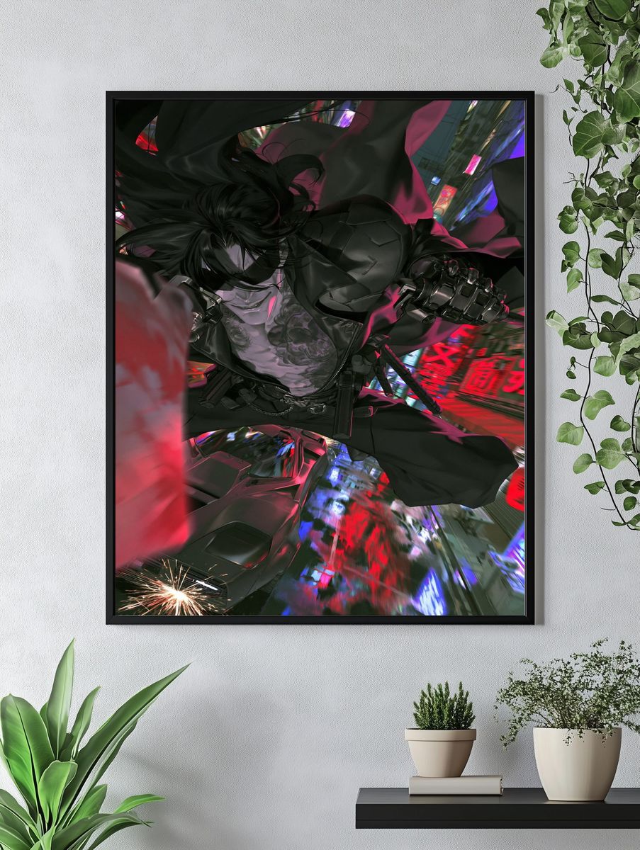 Cyberpunk Warrior Action Poster. — room view 4
