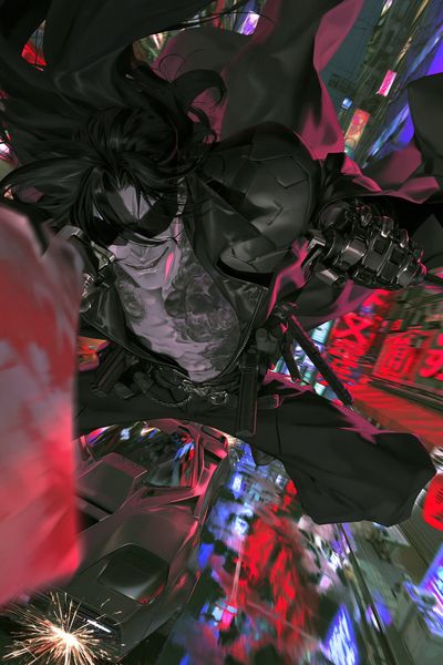 Cyberpunk Warrior Action Poster. poster