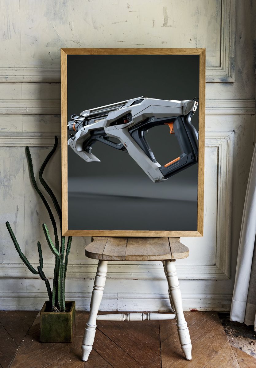 Futuristic Sci-Fi Blaster Poster. room preview