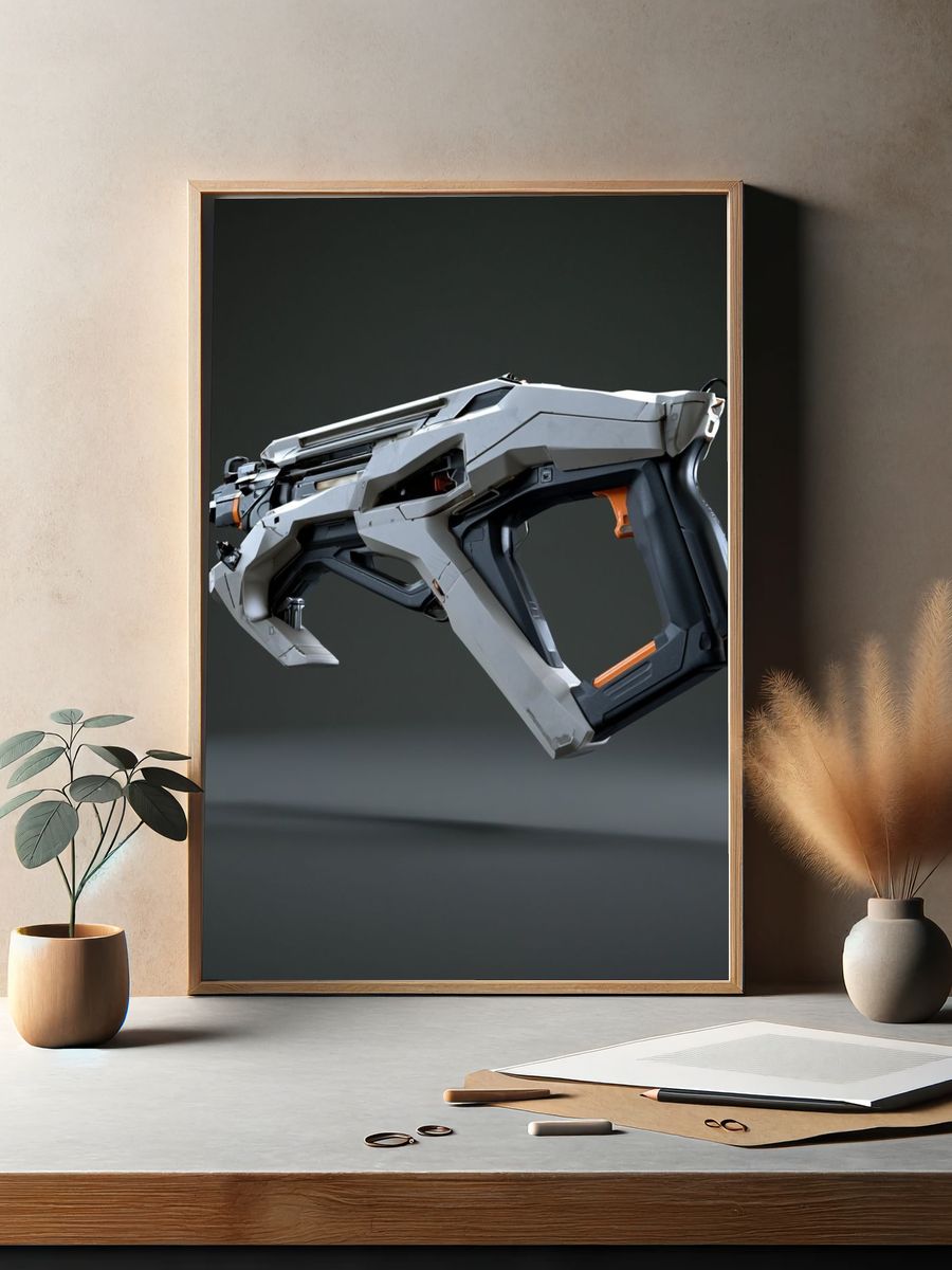 Futuristic Sci-Fi Blaster Poster. — room view 2