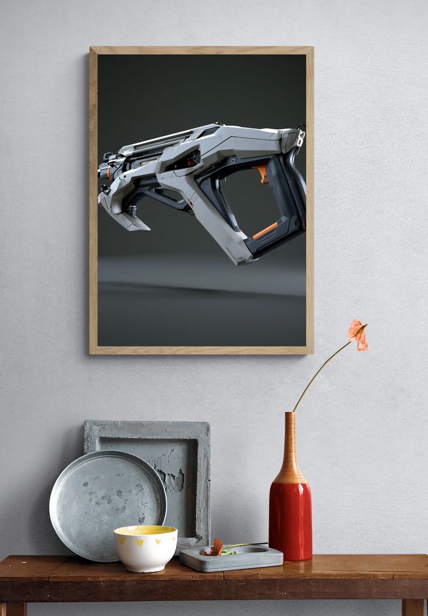 Futuristic Sci-Fi Blaster Poster. — room view 3