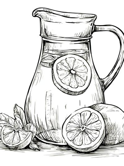 Lemon Pitcher Still Life Print.