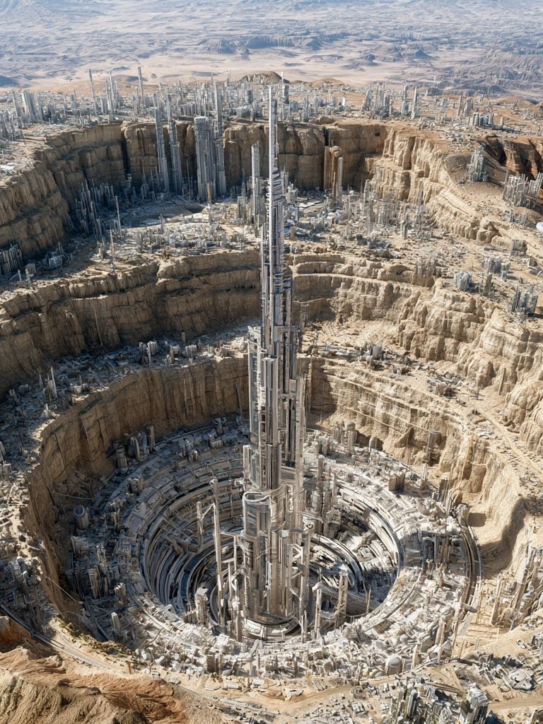 Futuristic Desert Megacity Print. poster detail