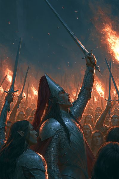 Elven Battle Cry Illustration Poster. poster print
