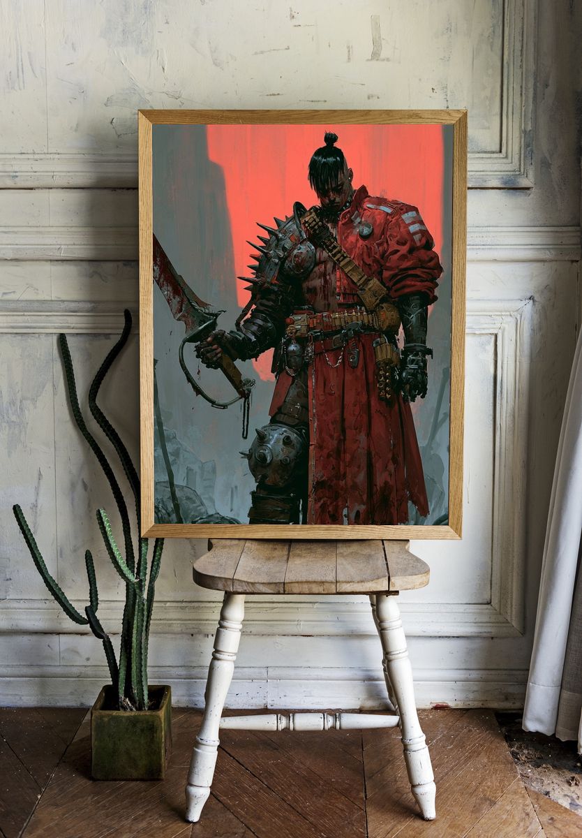 Samurai Warrior Digital Art Poster. — room view 1