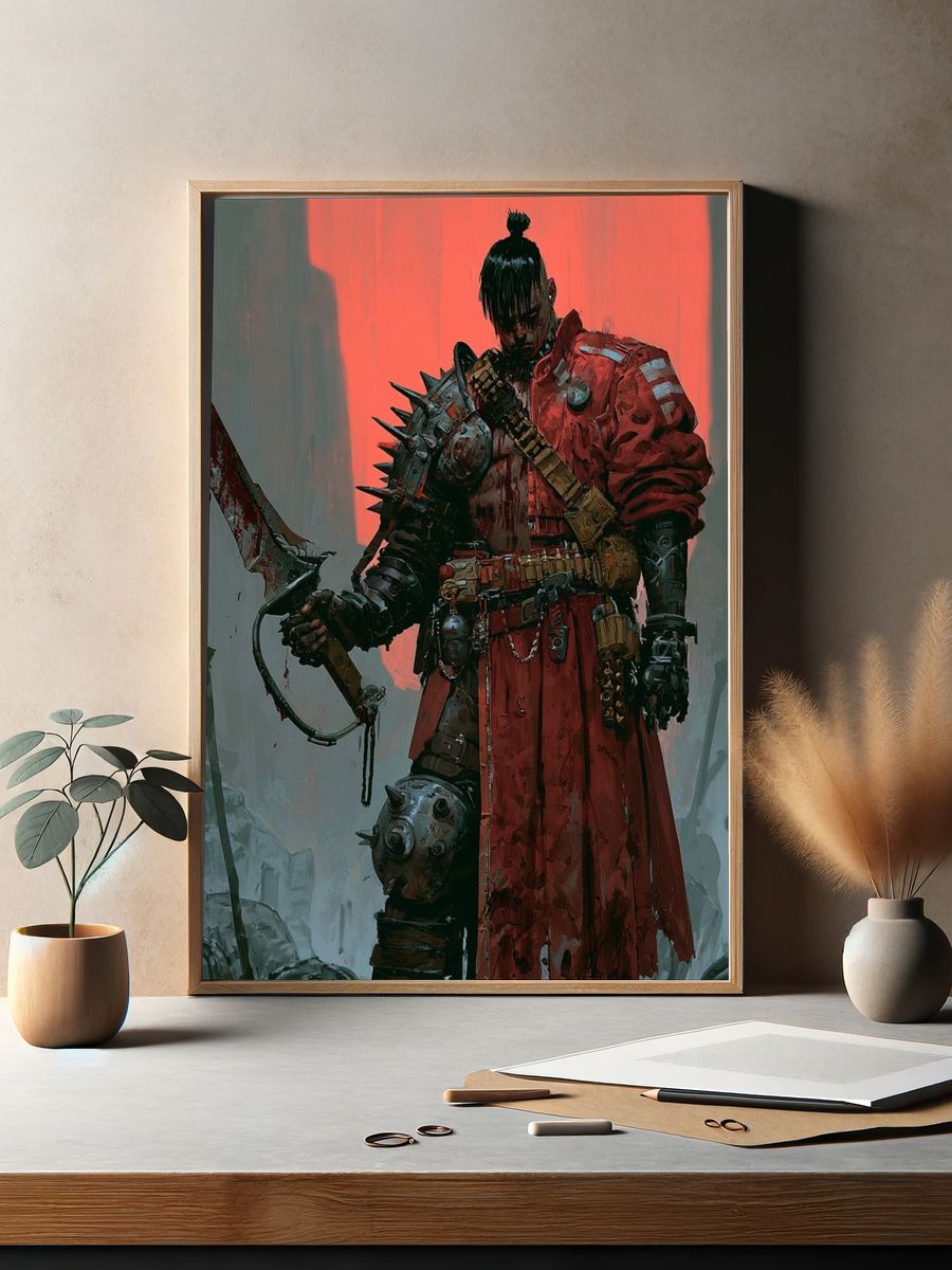 Samurai Warrior Digital Art Poster. — room view 2