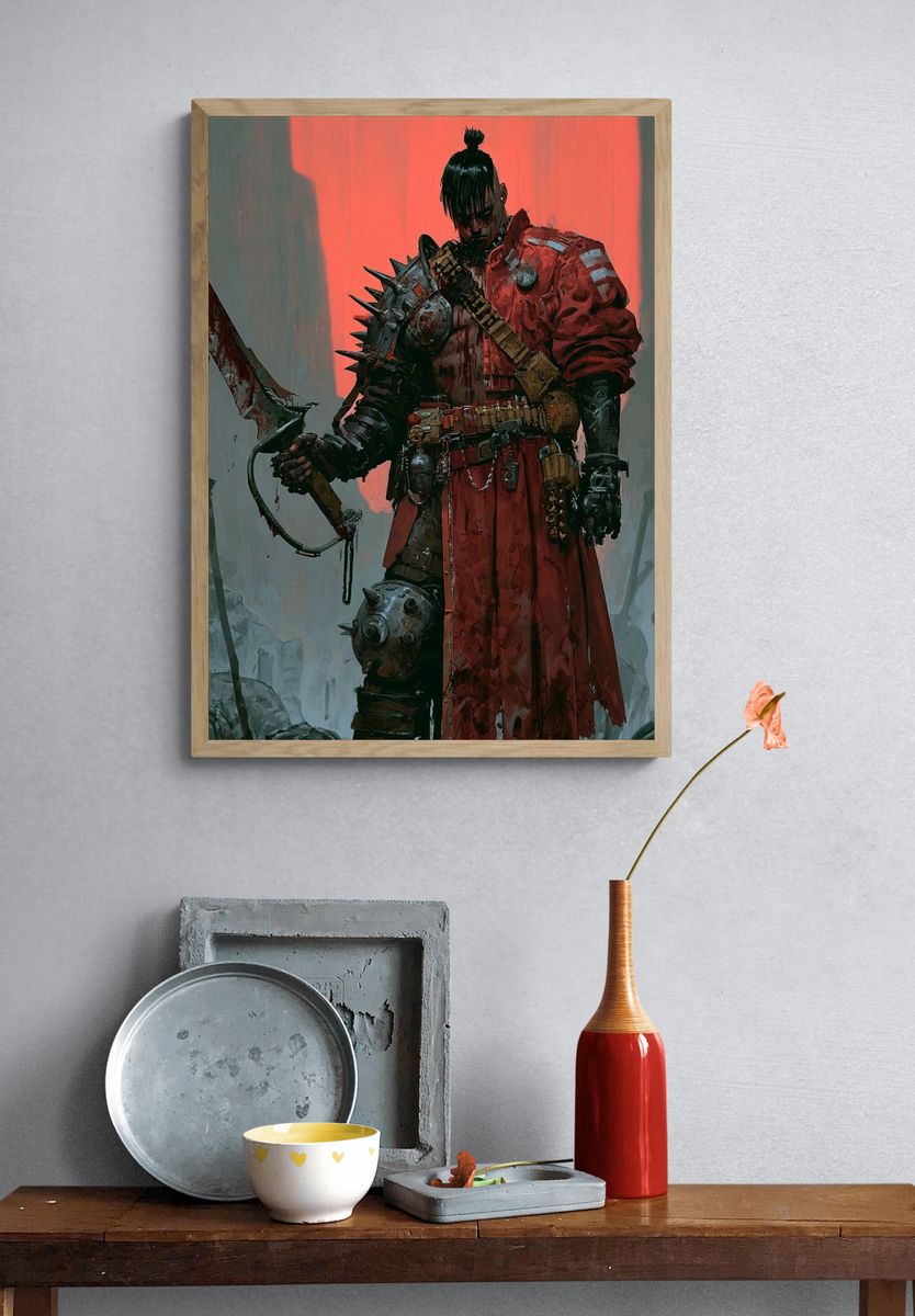 Samurai Warrior Digital Art Poster. — room view 3