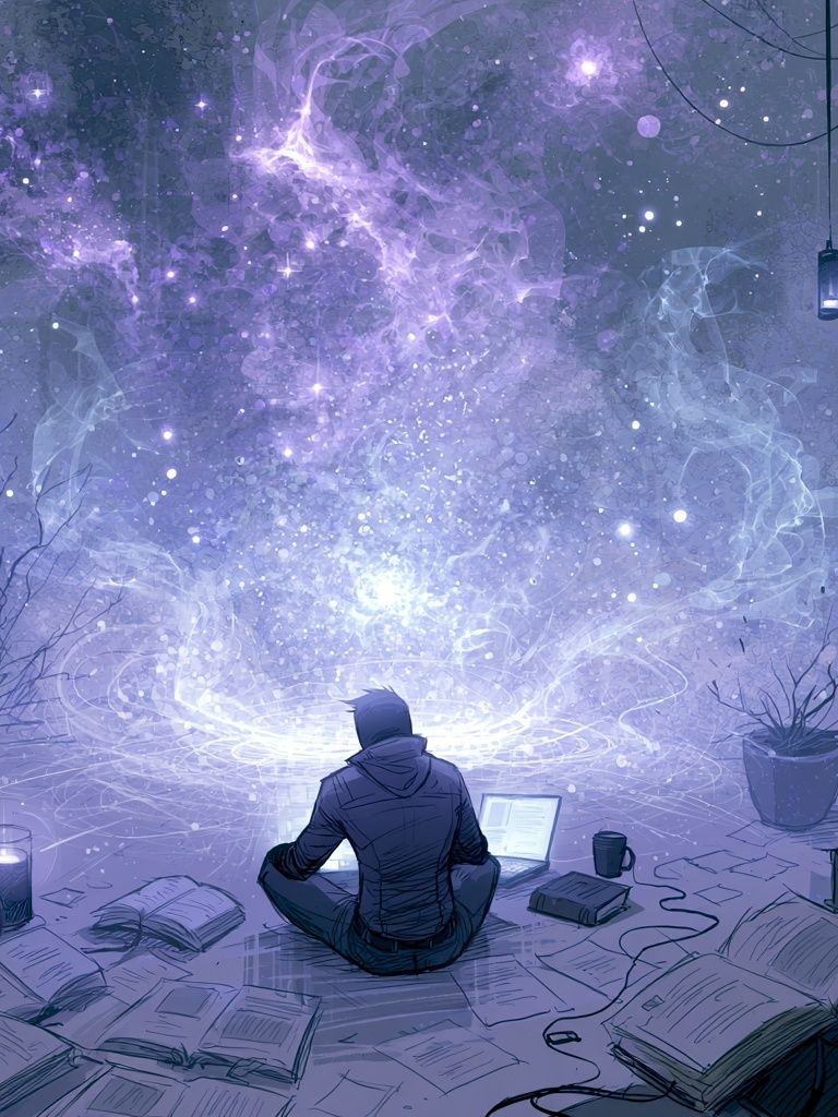 Cosmic Study Room Digital Art Poster. poster detail