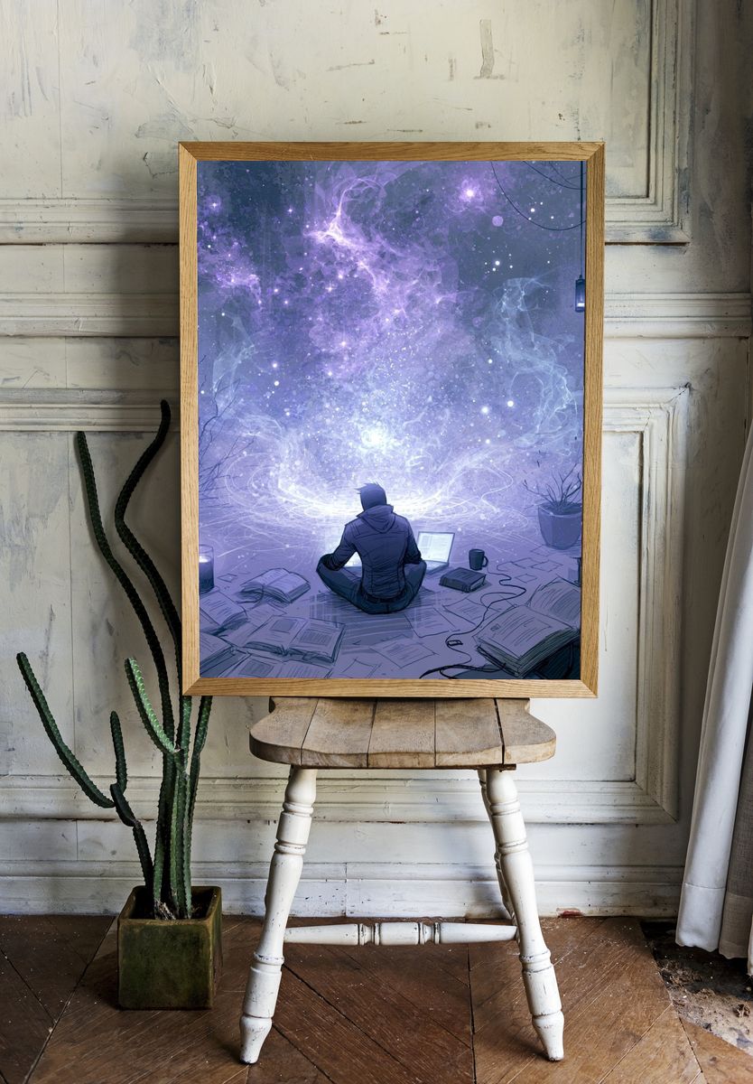 Cosmic Study Room Digital Art Poster. — room view 1