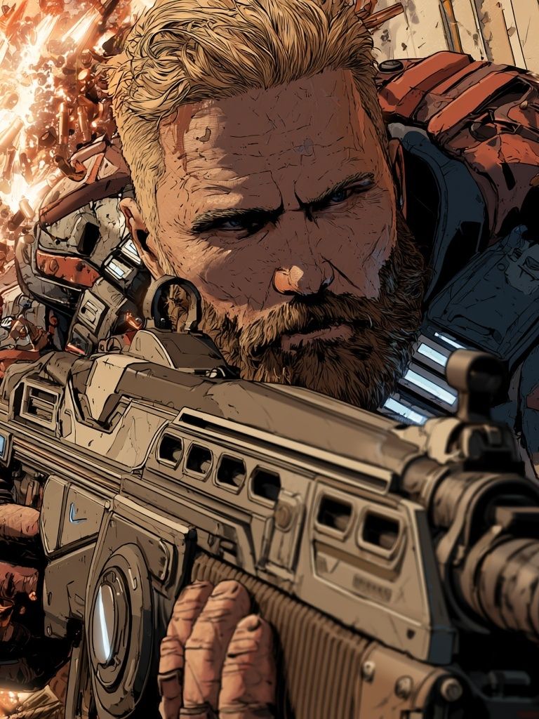 Sci-Fi Soldier Action Poster. poster — illustration art