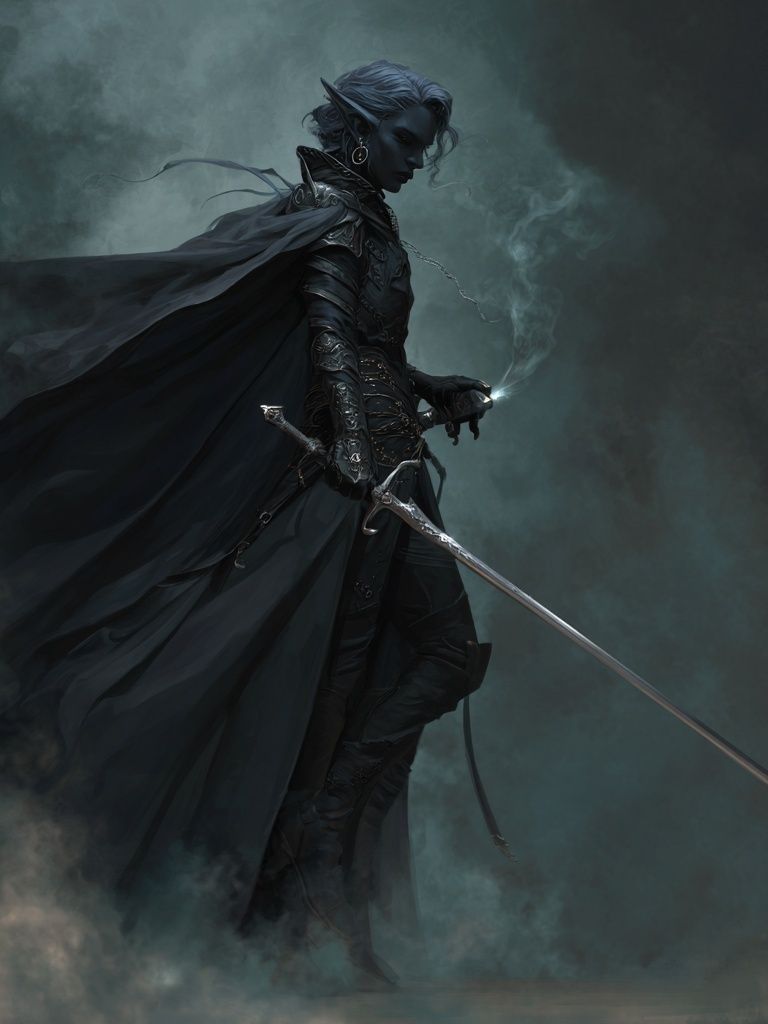 Dark Elf Warrior Fantasy Print. poster detail
