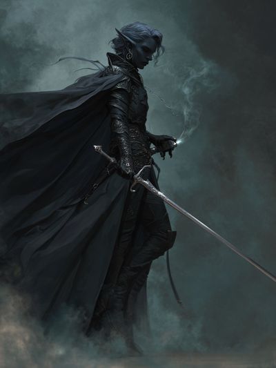 Dark Elf Warrior Fantasy Print. poster print