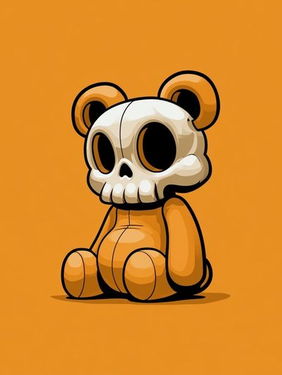 Skull Bear Cartoon Print. poster