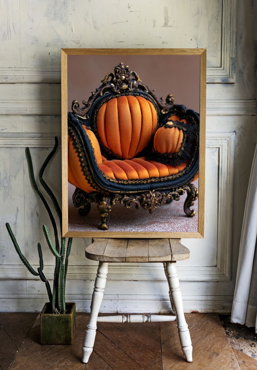 Ornate Pumpkin Throne Illustration Poster. room preview