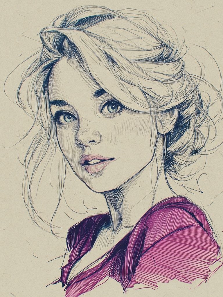 Elegant Woman Sketch Poster. poster — illustration art
