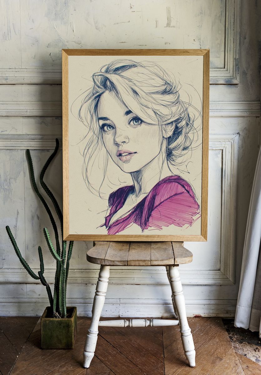 Elegant Woman Sketch Poster. room preview