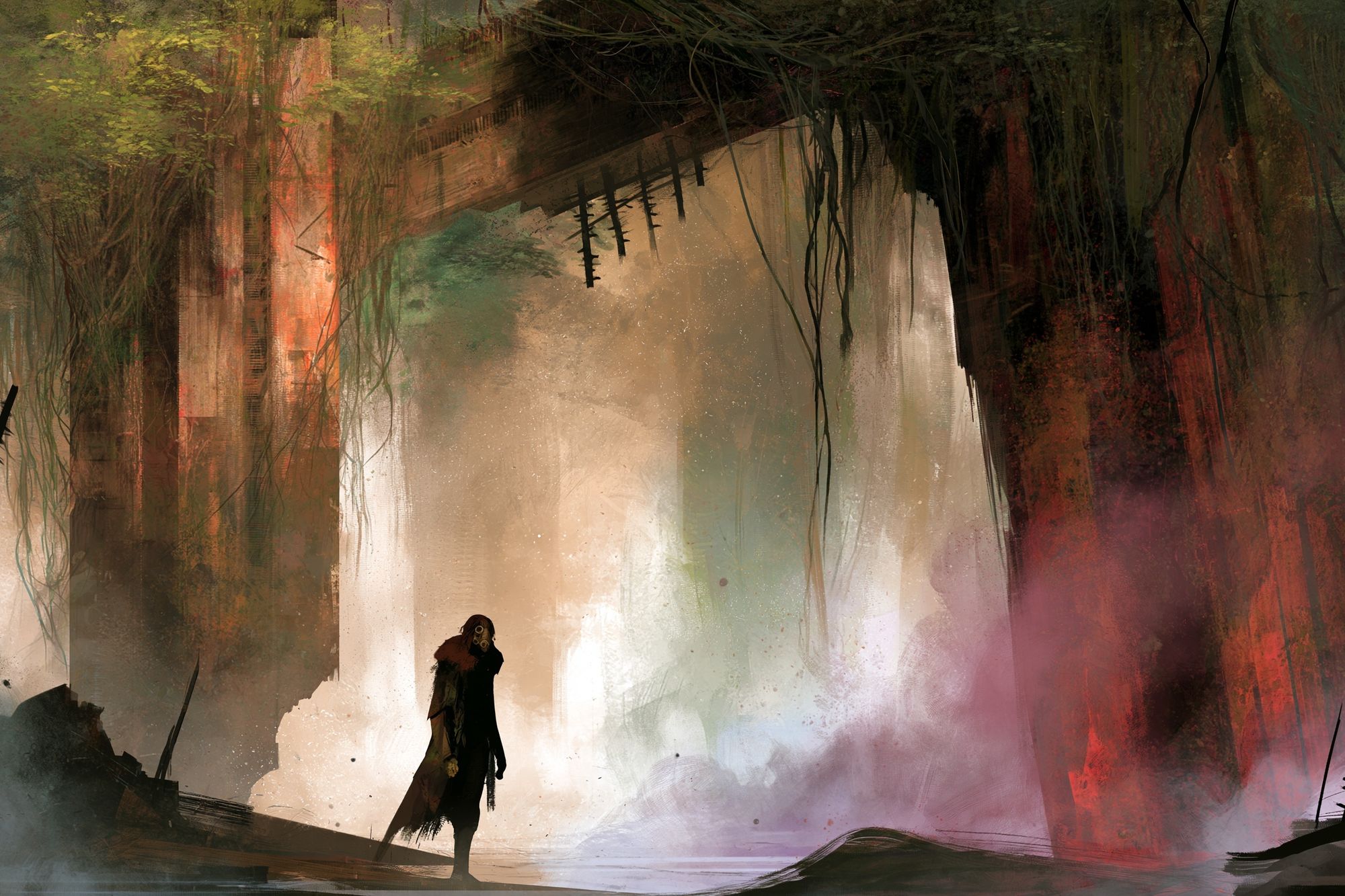 Surreal Forest Ruins Digital Art Poster. poster — illustration art