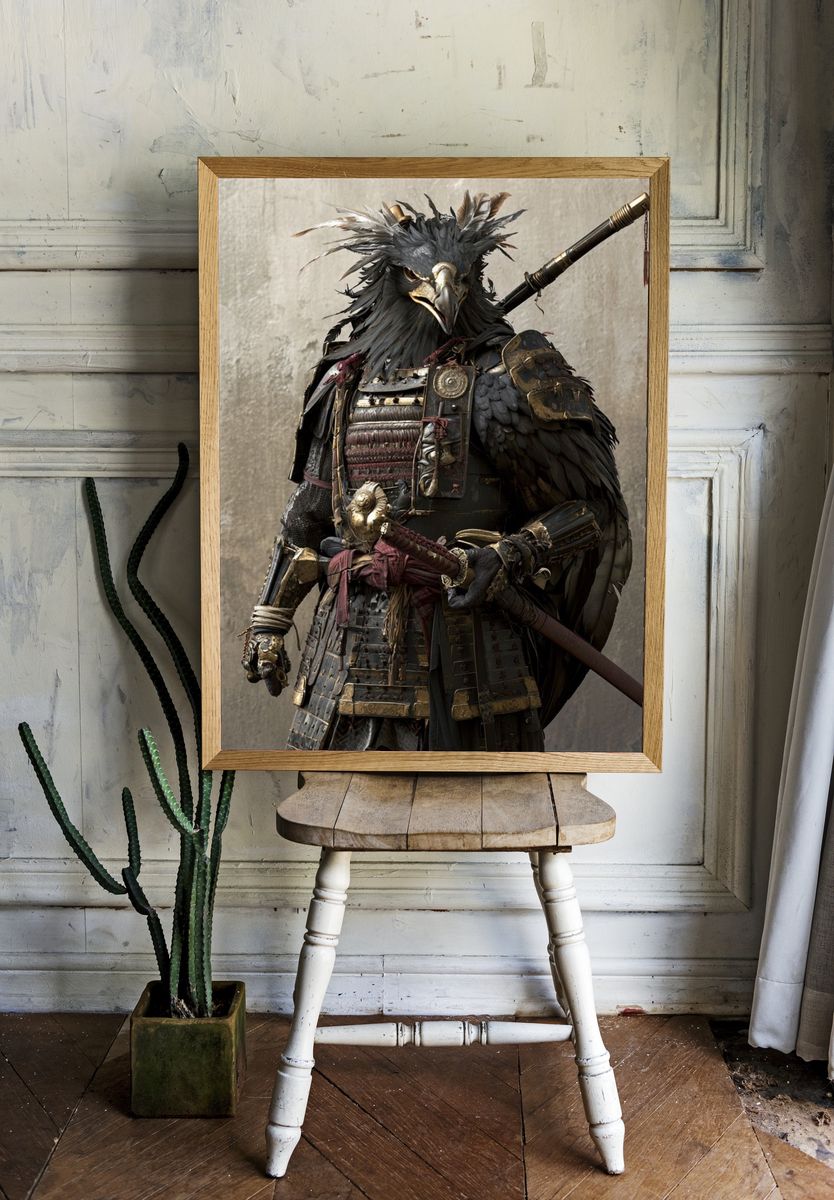 Armored Bird Warrior Illustration Poster. — room view 1