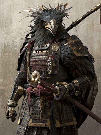 Armored Bird Warrior Illustration Poster. poster