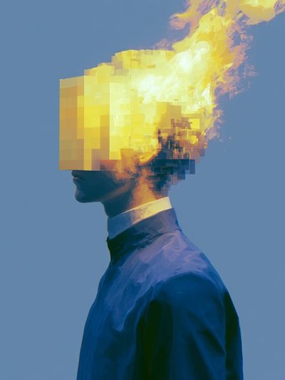 Pixel Flame Portrait Print. poster print