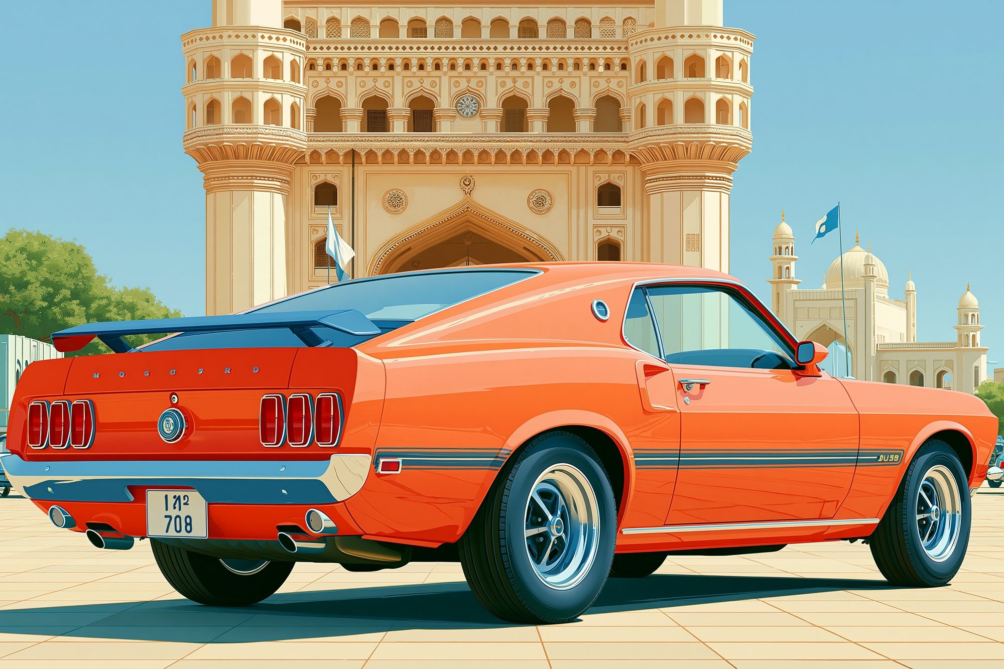 Mustang in Karachi — Illustration Print. poster — illustration art
