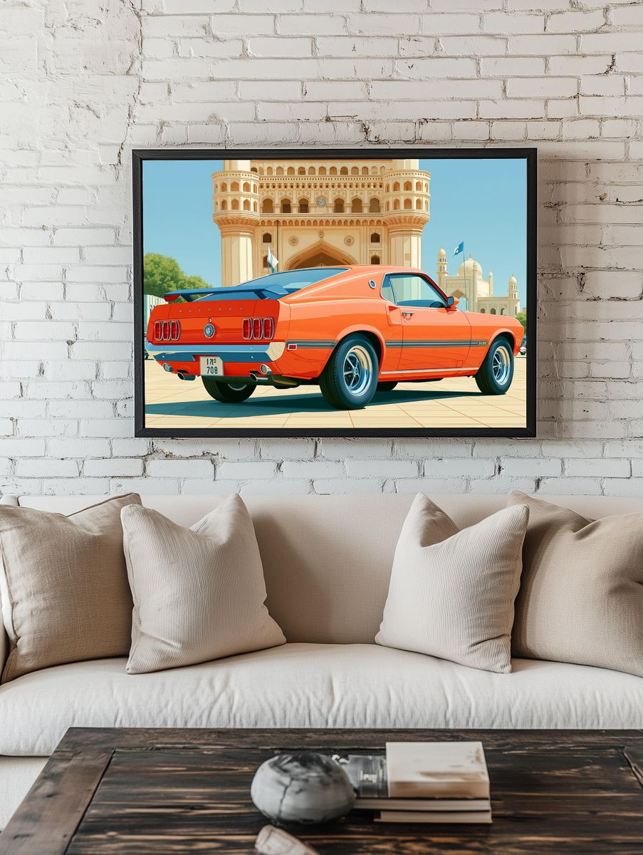 Mustang in Karachi — Illustration Print. — room view 1