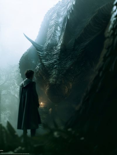 Dragon Encounter Fantasy Illustration Poster. poster