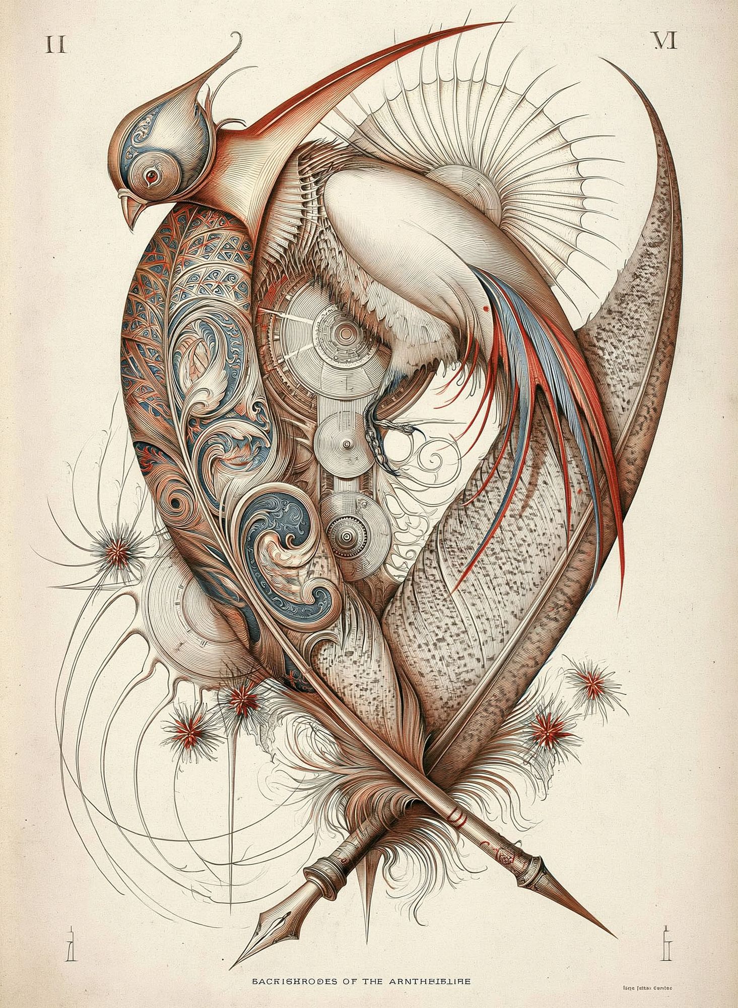 Surreal Bird Illustration Poster. poster detail