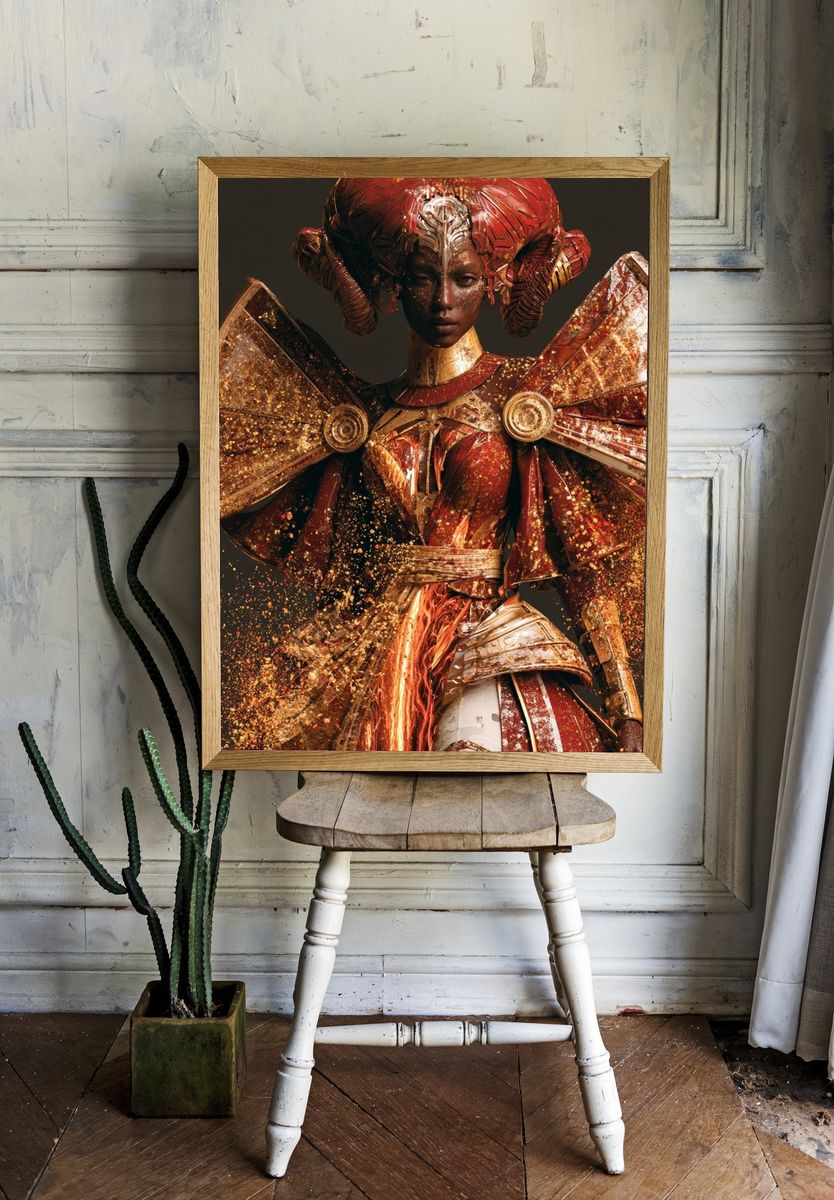 Golden Warrior Portrait Print. — room view 1