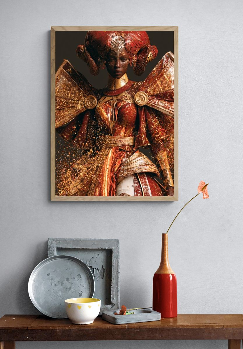 Golden Warrior Portrait Print. — room view 3