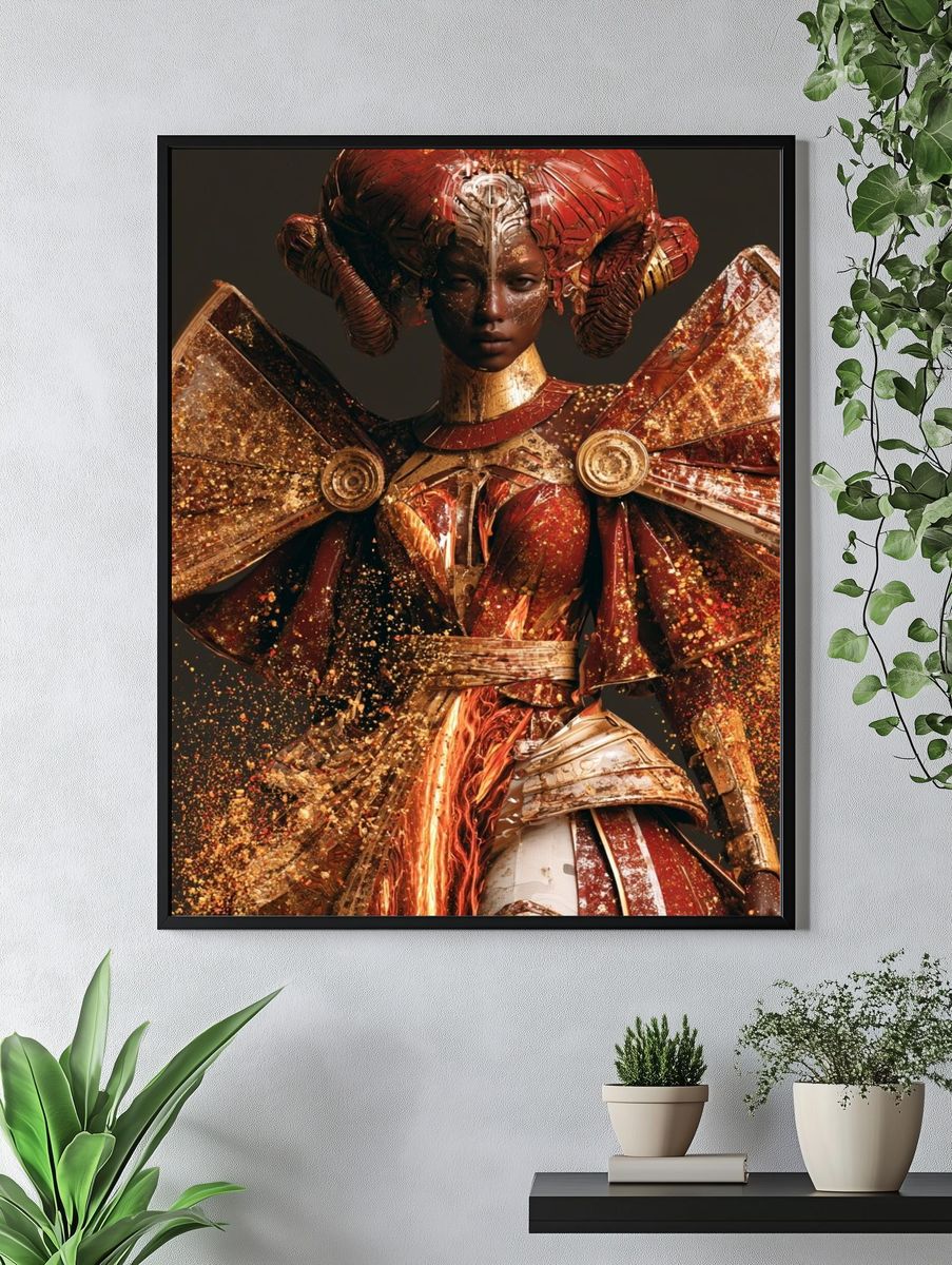 Golden Warrior Portrait Print. — room view 4