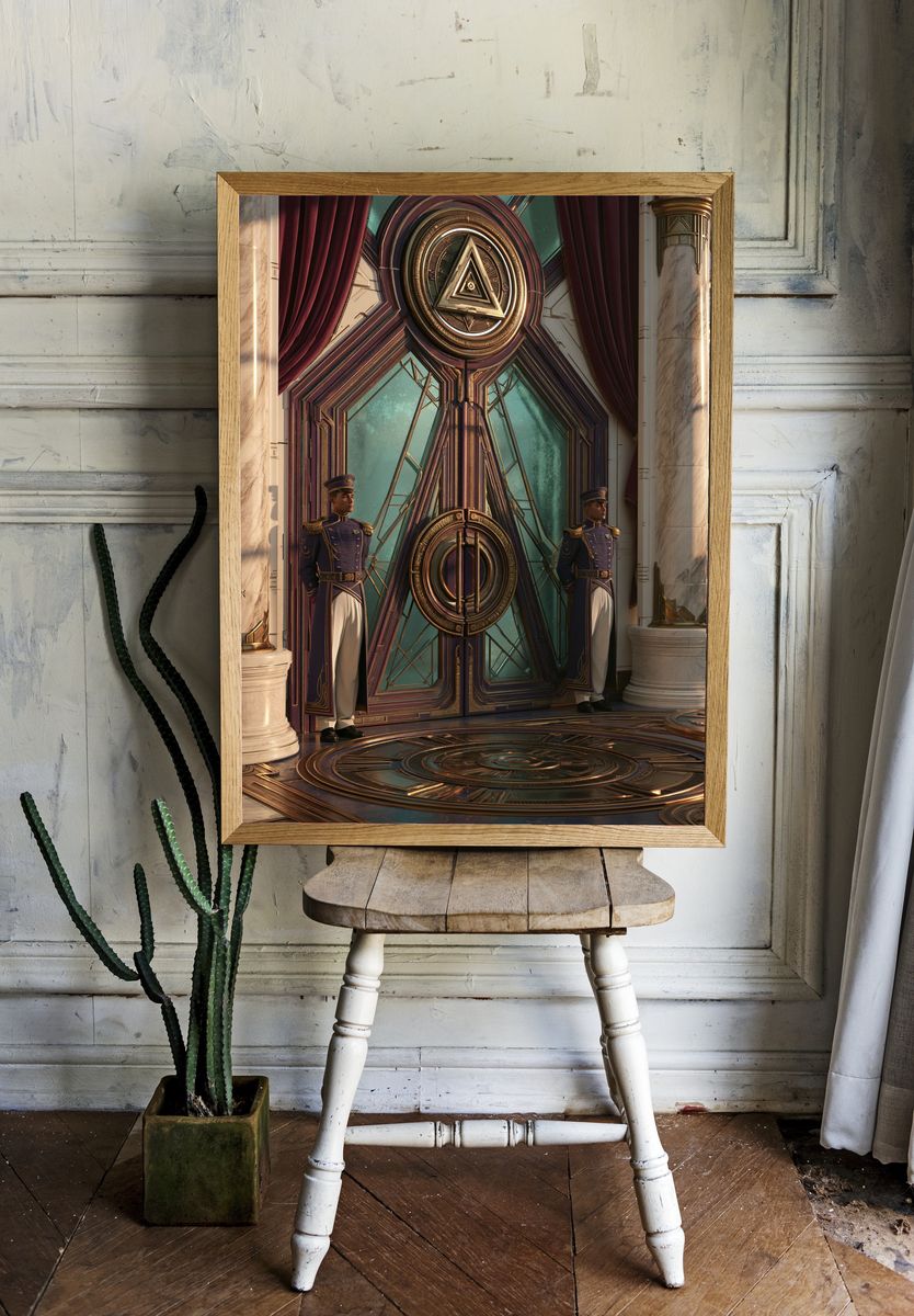 Art Deco Portal Guardians Print. — room view 1