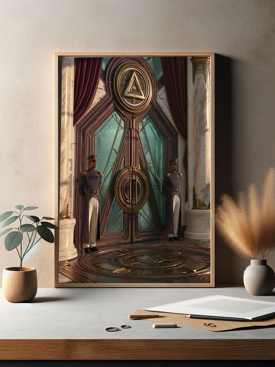 Art Deco Portal Guardians Print. — room view 2
